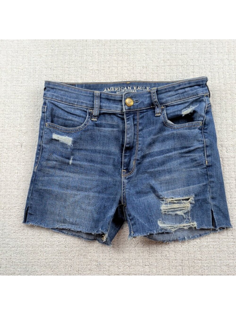 American Eagle Super High Rise Jegging Cutoff Shorts Womens 8 Distressed Grunge